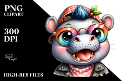 Cute Baby Hippo with Punk Look, Transparent PNG Product Image 2