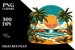 Retro Tropical Beach PNG Product Image 2