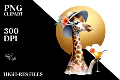 Happy Giraffe in Beachwear PNG Product Image 2