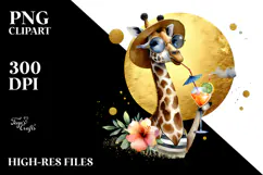 Giraffe in Beachwear Watercolor Painting Product Image 2