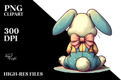 Colorful Vintage Bunny Sitting PNG Product Image 2