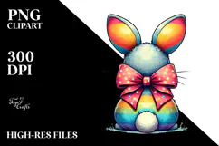 Colorful Vintage Bunny Sitting PNG Product Image 2