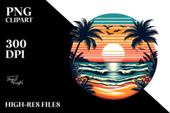 Retro Tropical Beach Sunset PNG Product Image 2