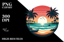 Retro Tropical Beach Sunset PNG Product Image 2