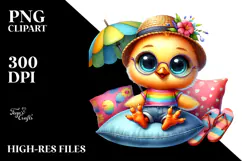Baby Chicken Sitting on Pillow PNG Product Image 2