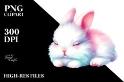 Cute Pastel Bunny Sleeping Clipart Product Image 2