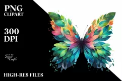 Abstract Butterfly with Plant Leaves PNG Product Image 3