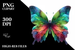 Abstract Butterfly with Plant Leaves PNG Product Image 1