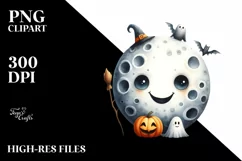 Funny Watercolor Halloween Sticker Clipart Product Image 1