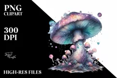 Glossy Pastel Mystical Mushroom Watercolor Splash, Product Image 3