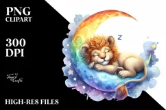 Colorful Baby Lion Moon | Clipart Product Image 3