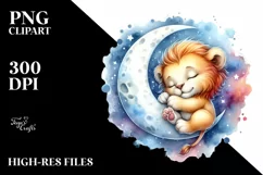 Colorful Baby Lion Moon | Clipart Product Image 1