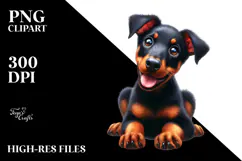 Happy Doberman Pinscher, Watercolor PNG Product Image 2