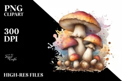 Mushroom Watercolor Splash, PNG Product Image 3