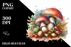 Mushroom Watercolor Splash, PNG Product Image 3