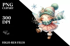 Cute Fairy with Snowflakes, PNG Product Image 3