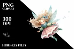 Cute Fairy with Snowflakes, PNG Product Image 1