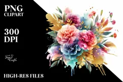 Colorful Bouquet with Gold Foil | Clipart Product Image 3