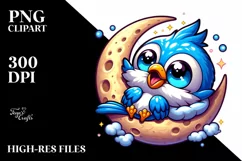 Colorful Baby Blue Jay Nap Clipart Product Image 1