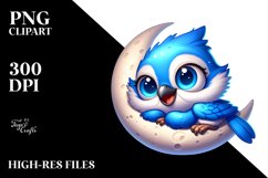 Baby Blue Jay Moon Nap | Clipart Product Image 1