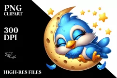 Colorful Baby Blue Jay Nap Clipart Product Image 3