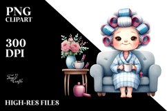 Old Lady Sitting on Couch | Sublimation Clipart Product Image 3