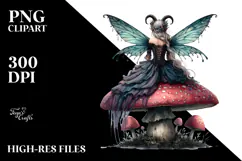 Gothic Fairy on Mushroom PNG Product Image 2