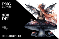 Gothic Fairy on Mushroom PNG Product Image 2