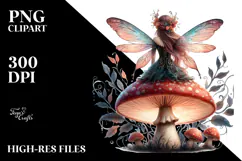 Gothic Fairy on Mushroom PNG Product Image 2