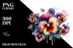 Pansy Watercolor Splash PNG Product Image 2