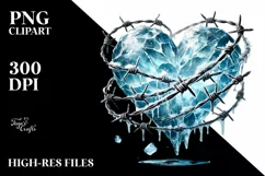 Watercolor Icy Stained Heart PNG Product Image 2