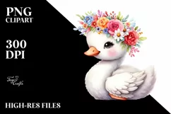 Cartoon-Style Swan with Flower Crown, Transparent PNG Product Image 3