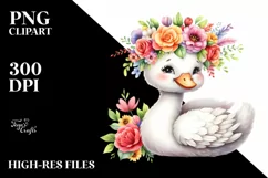 Cartoon-Style Swan with Flower Crown, Transparent PNG Product Image 3