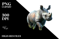 Rhino in Grass with Easter Eggs, Digital Watercolor PNG Product Image 2