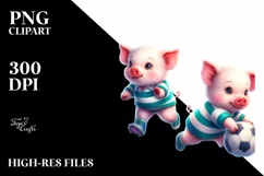 Cute Baby Pig Playing Rugby on Moon Product Image 1