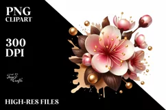 Glossy Cherry Blossom Watercolor Clipart Product Image 3