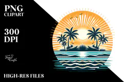 Retro Tropical Island Sun, PNG Product Image 2