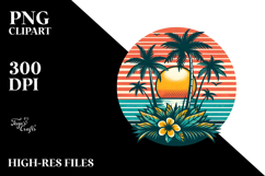 tropical Island Sun Vector Style PNG Product Image 2
