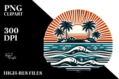 Retro Tropical Island Sunset PNG Product Image 2