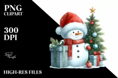 Cute Snowman with Santa Hat PNG Product Image 2
