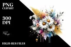 Vibrant Bouquet with Gold Foil | Clipart Product Image 1