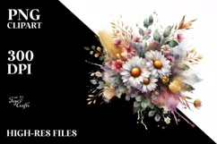 Vibrant Bouquet with Gold Foil | Clipart Product Image 3