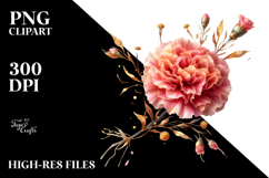 Carnation with Watercolor Splash PNG Product Image 2