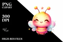 Colorful Baby Bee with Star PNG Product Image 2