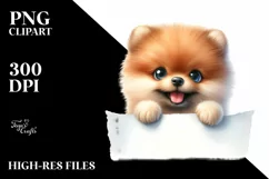 Enthusiastic Funny Baby Pomeranian Watercolor | Clipart Product Image 3