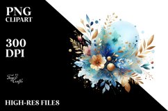 Colorful Blue Watercolor Foil Splash Clipart Product Image 3