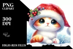 Cute Cat with Santa Hat, Transparent PNG Product Image 1