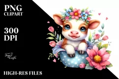 Colorful Cow in Pocket | Clipart Product Image 1