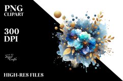 Colorful Blueis Watercolor Splash with Golden Foil | Product Image 1