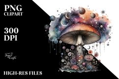 Mystical Celestial Mushroom Watercolor Splash, Transparent Product Image 1